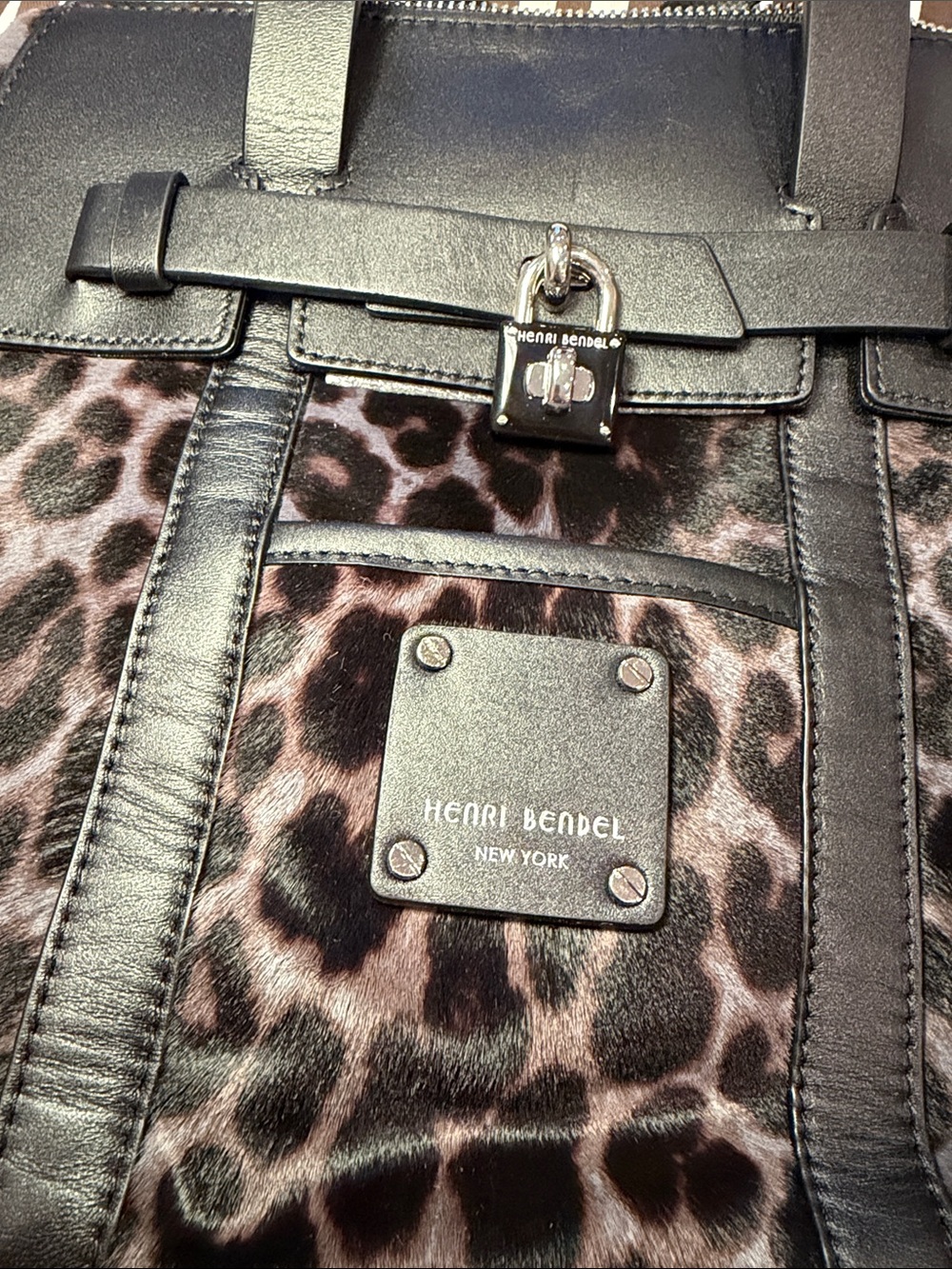 NWOT henri bendel Leopard Print Backpack in Black and Brown - Picture 2 of 5